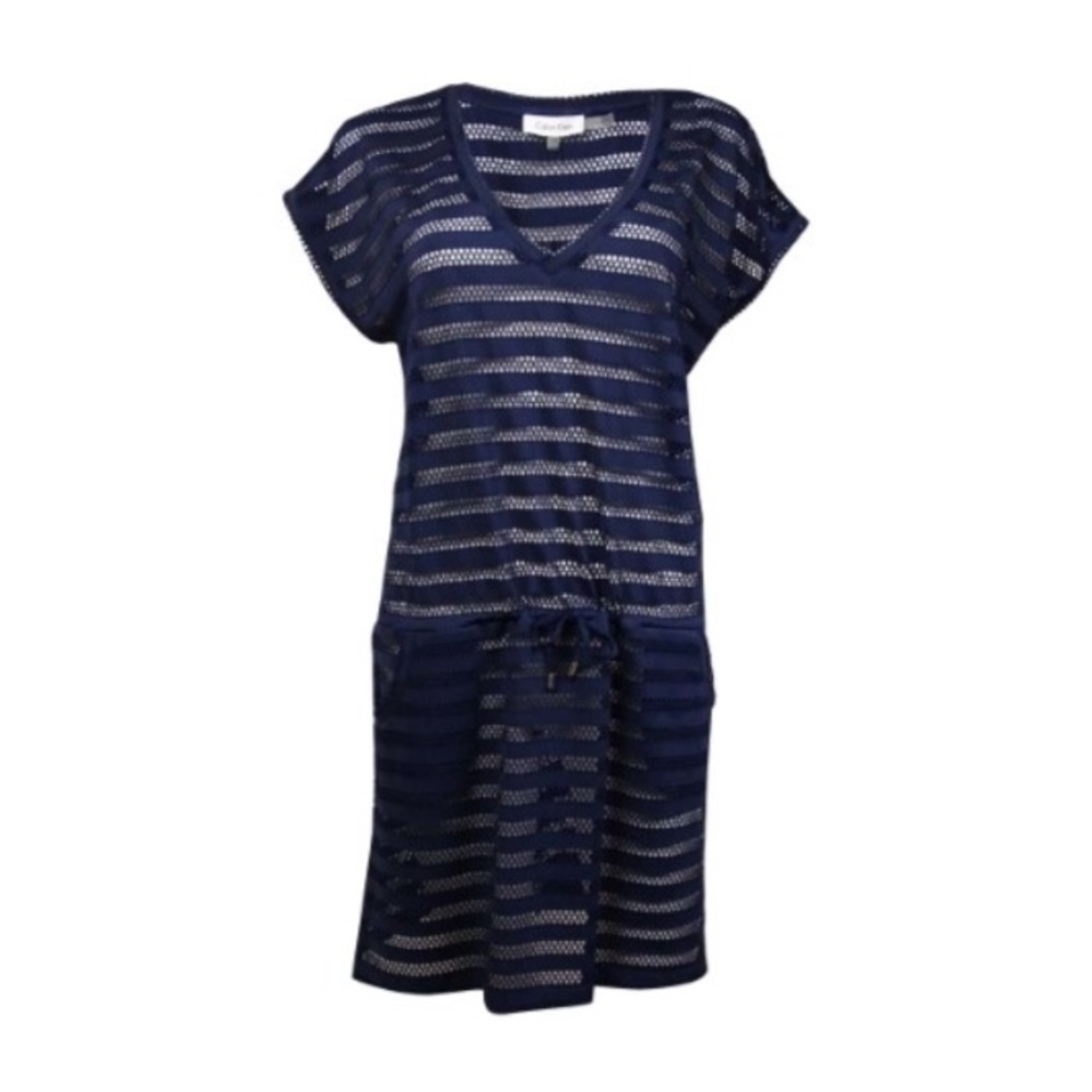 Calvin Klein open-knit striped tunic cover up